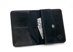 Skórzany portfel z bilonówką slim wallet czarny - SOLIER SW15