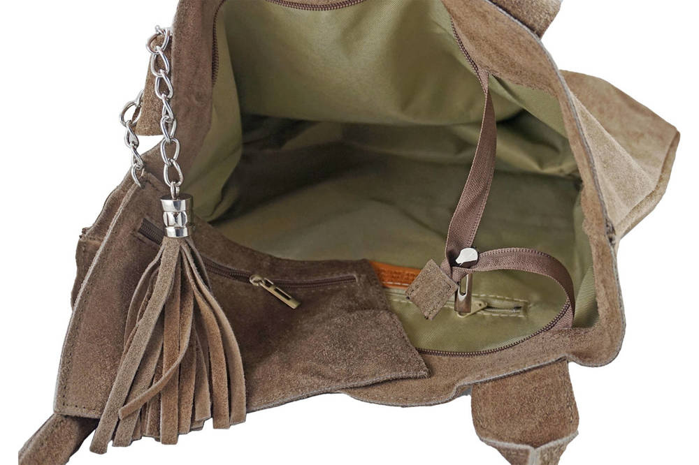 Torebka skórzana zamszowa damska Barberini's 375/8-1 shopper bag A4 czarna - cecha produktu