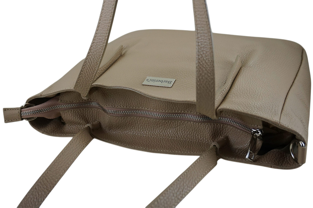 Torebka ze skóry licowej damska Barberini's 995-2 shopper A4 beżowa - cecha produktu