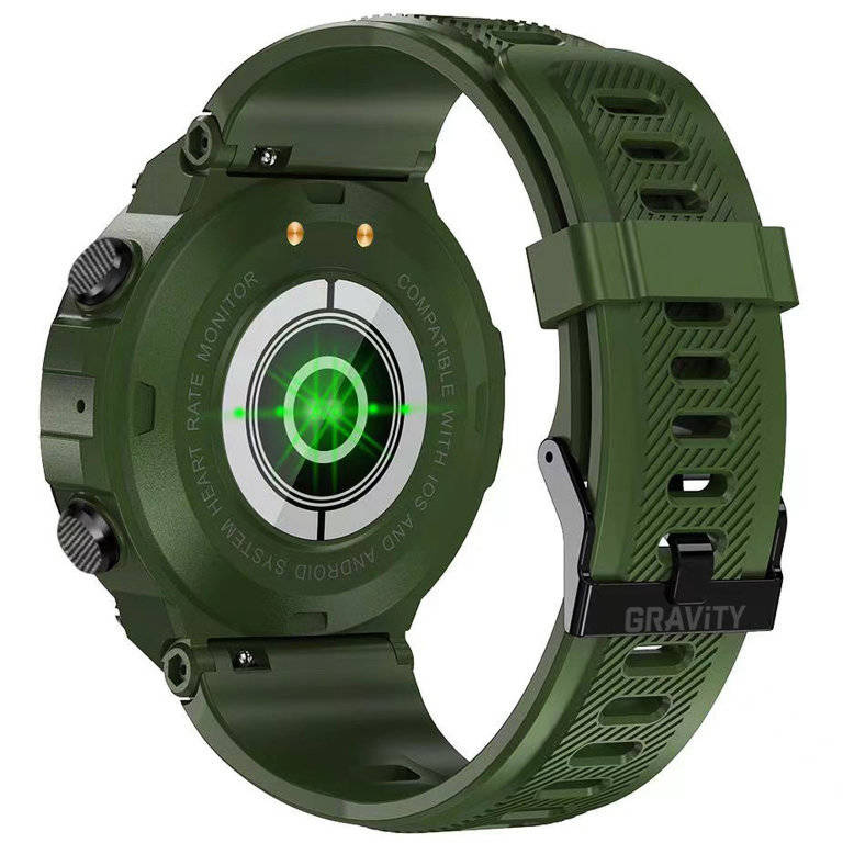 Zielony smartwatch męski Gravity GT7-3 - tył koperty z czujnikiem tętna