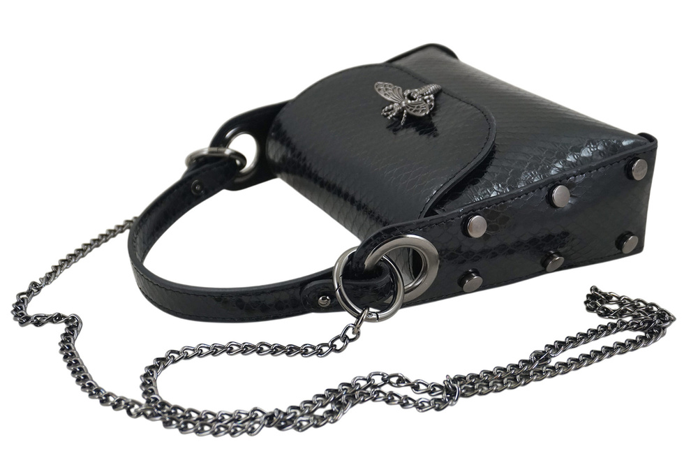 Torebka ze skóry lakierowanej na łańcuszku damska Barberini's 957/1-1 listonoszka mała czarna - cecha produktu