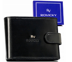Duży skórzany męski portfel z zapięciem czarny - Rovicky RV-7870-9-BCA