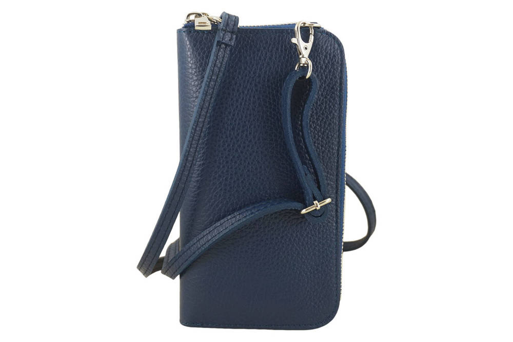 Etui na telefon ze skóry naturalnej damskie Barberini's 908-4 mini listonoszka granatowa - cecha produktu
