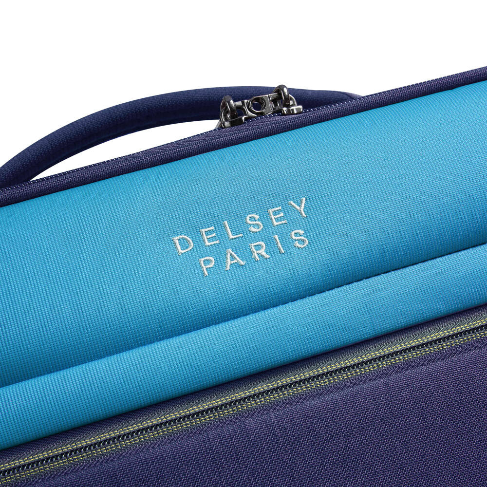 Walizka podróżna materiałowa unisex Delsey Brochant 3 pilotka mała niebieska - detale i wykończenie