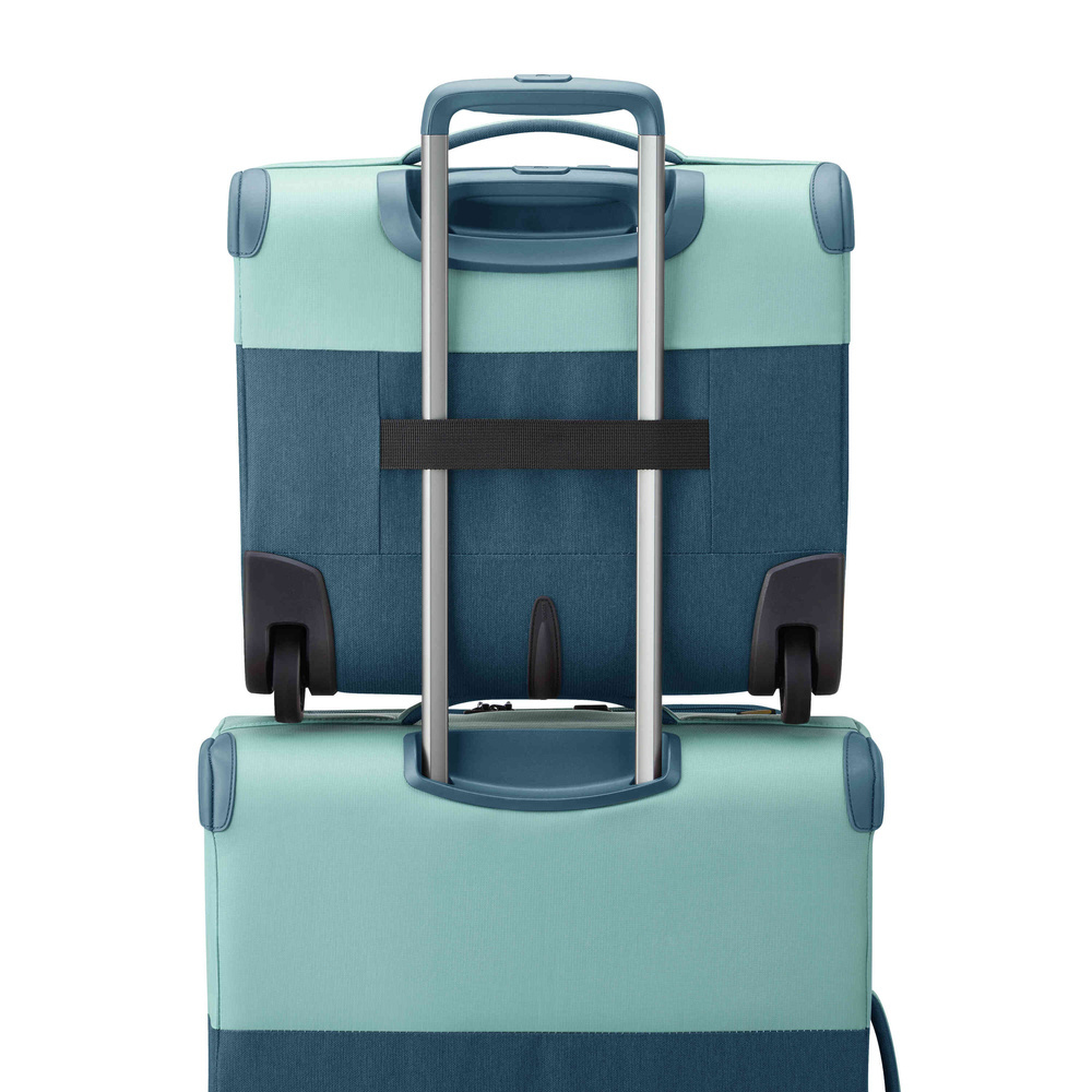 Walizka kabinowa materiałowa unisex Delsey Brochant 3 pilotka mała zielona - funkcjonalne wnętrze i kieszenie