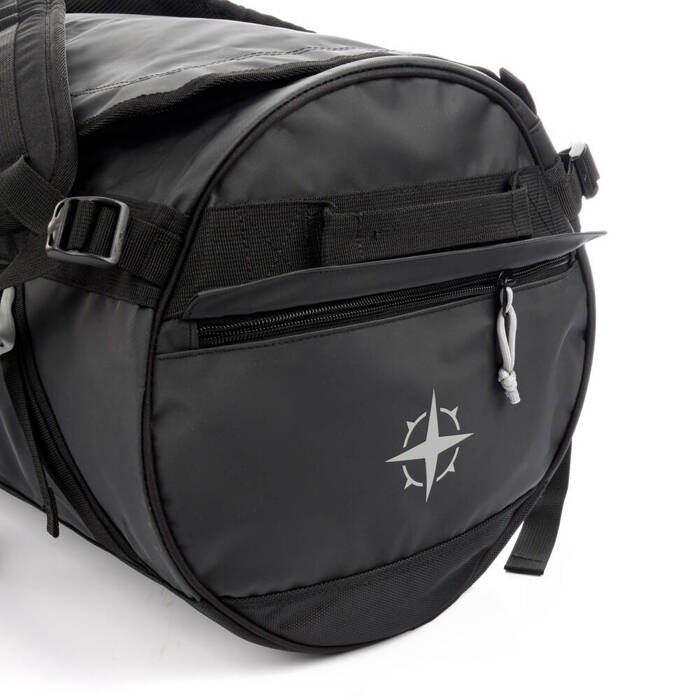 Czarna torba SwissBags SB181, zbliżenie bocznej ściany z kieszenią na zamek błyskawiczny