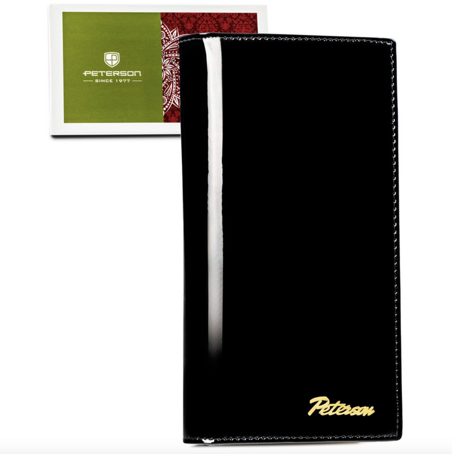 Czarno-złoty podłużny portfel Peterson LJ-421431
