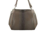 Torebka skórzana damska Barberini's 858-9 shopper A4 ciemnobeżowa croco