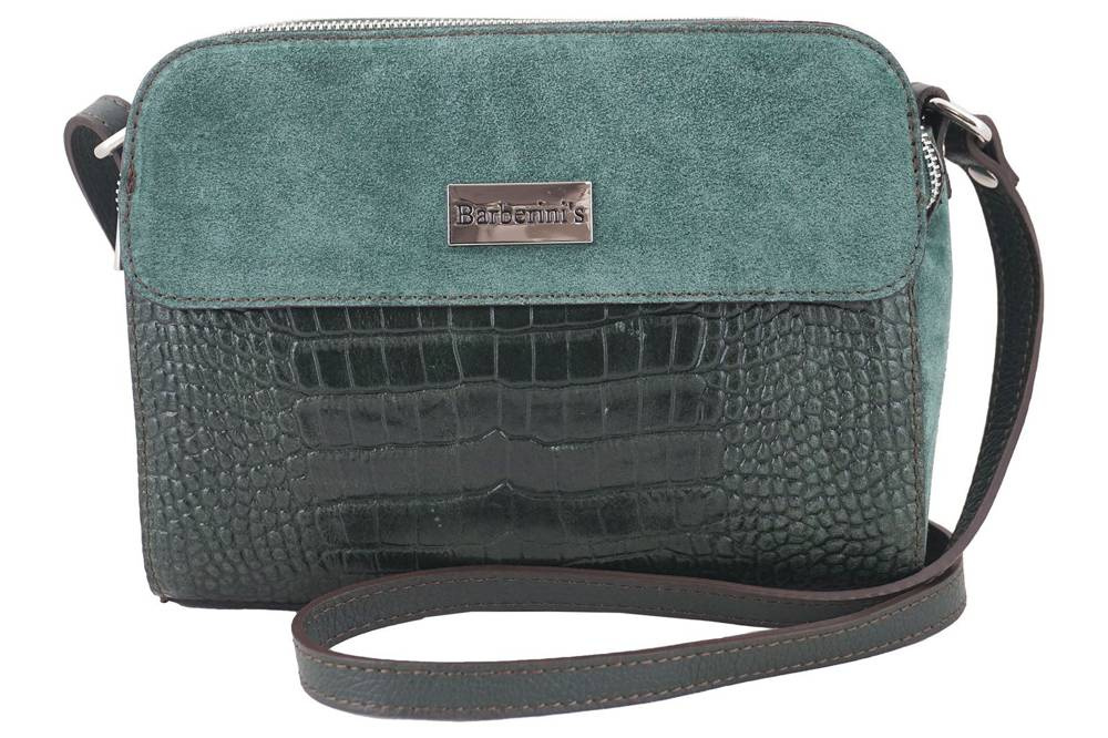 Torebka skórzana zamszowa damska Barberini's 885/1-42 listonoszka croco mała ciemnozielona - cecha produktu