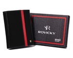 Skórzany portfel męski pionowy czarny — Rovicky N62-RVTP-3050