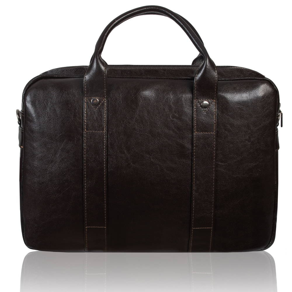 Torba skórzana unisex Tizano TM07 na laptopa do ręki na ramię A4 czekoladowa - ergonomiczne uchwyty i pasek na ramię