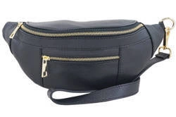 Skórzana nerka damska saszetka z kieszenią czarna - Barberini's 935/1-1