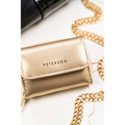 Mały portfel damski złoty lakierowny portmonetka RFID - Peterson 011-WEI-PUS