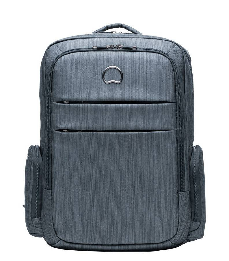 Plecak na laptopa z materiału unisex Delsey Clair miejski szary - detale wykończenia