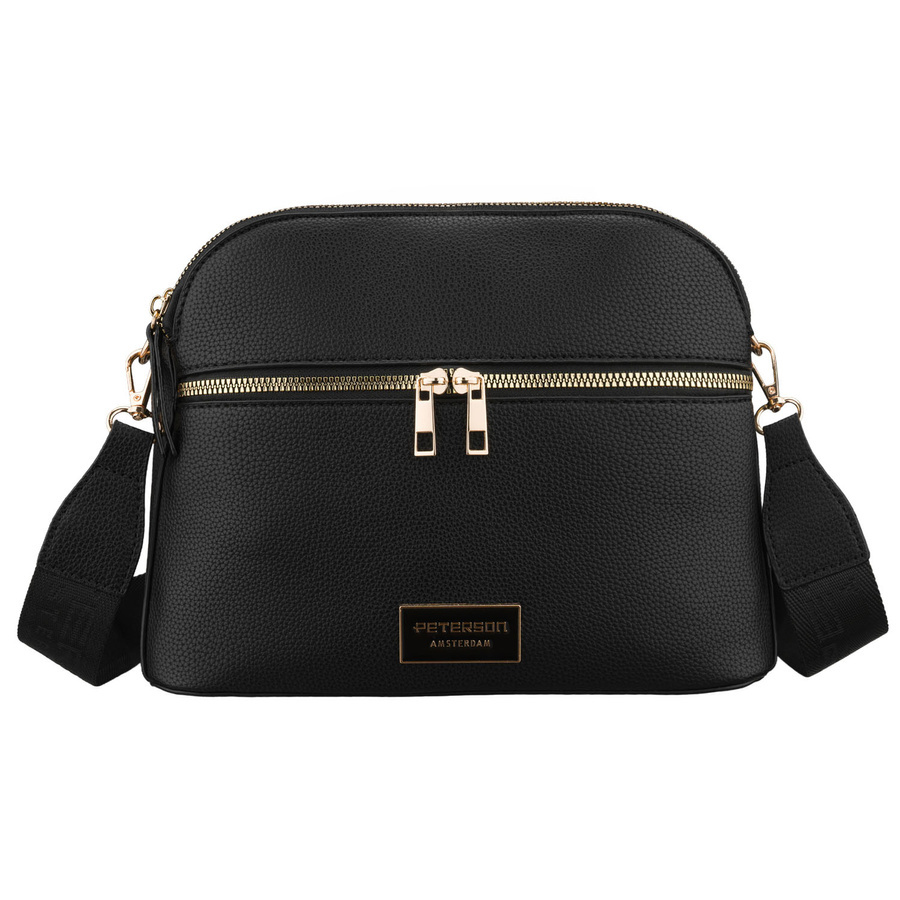 Torebka ze skóry ekologicznej damska Peterson JK6-08 listonoszka crossbody mała czarna - wnętrze i kieszenie