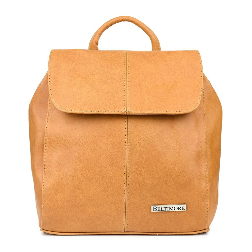 Plecak damski Beltimore S41 camel, przód z klapą i rączką