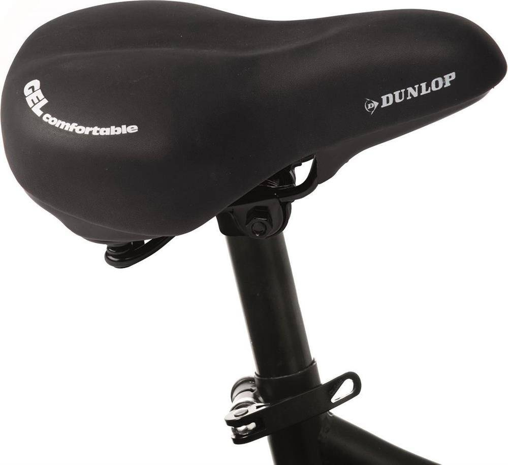 Siodełko rowerowe żelowe ze skóry ekologicznej unisex Dunlop komfortowe czarne - zastosowanie na rowerze miejskim