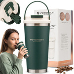 Kubek termiczny ze stali nierdzewnej unisex Peterson 560 ml z uchwytem ciemnozielony