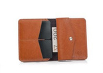 Skórzany portfel z bilonówką jasnobrązowy slim wallet - SOLIER SW15
