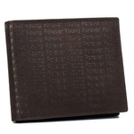 Skórzany portfel męski brązowy zdobiony monogramem — Forever Young 701-SPG BR