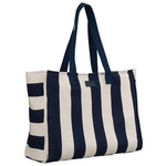 Torba z poliestru damska Peterson JK6-09 shopper A4 biało-granatowa w paski