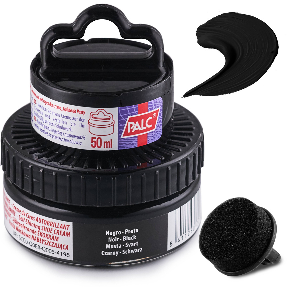 Krem z woskiem do skór gładkich Palc czarny - czarne opakowanie 50 ml z uchwytem, etykieta Negro, Black, Czarny
