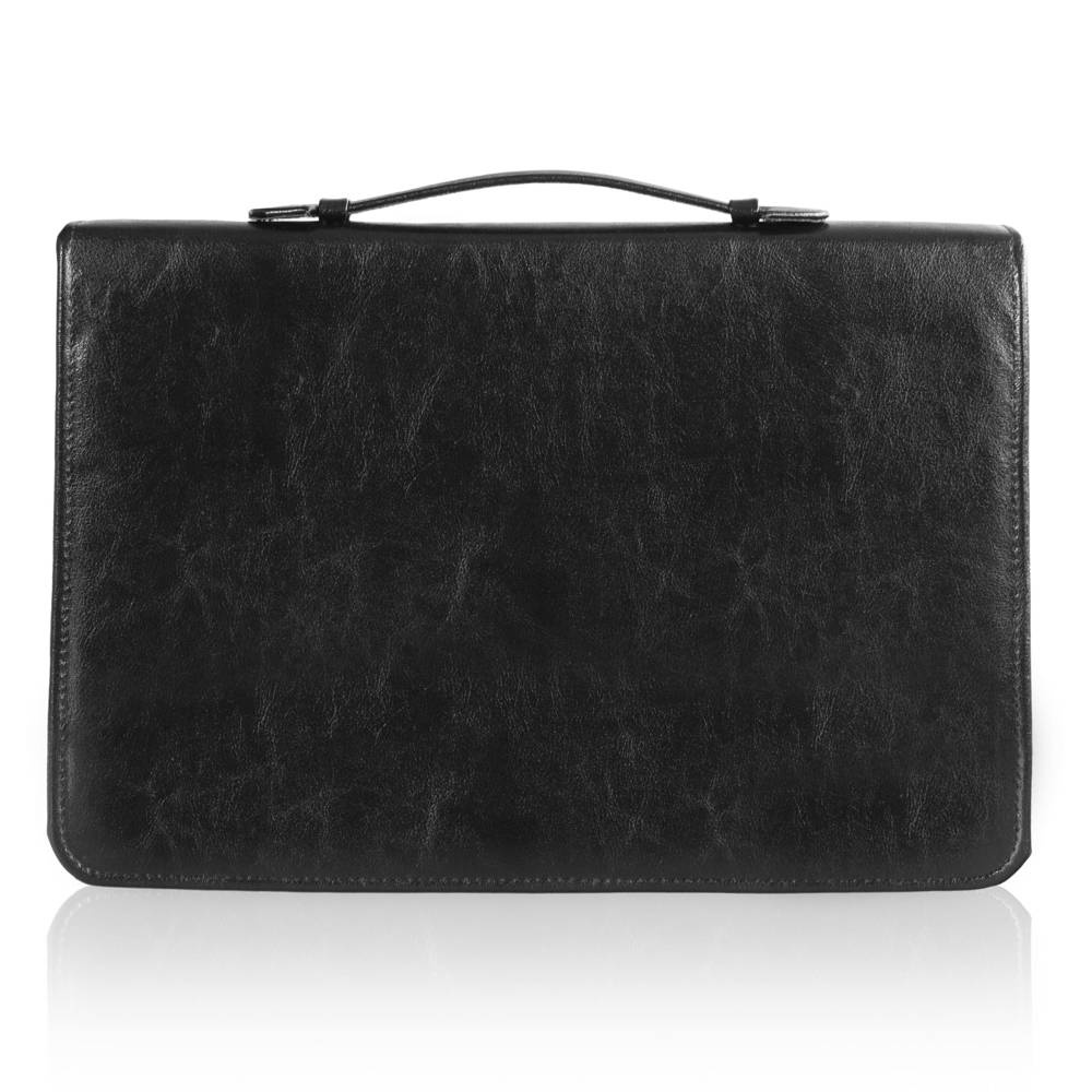 Aktówka skórzana unisex Tizano BWS17 biwuar na dokumenty A4 czarna - styl unisex i ponadczasowy design