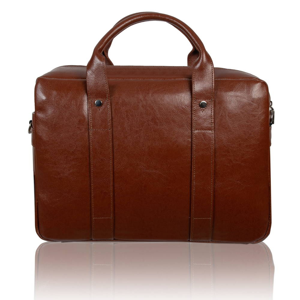 Torba skórzana unisex Tizano TM07 biznesowa na laptopa A4 brązowa - organizacja wnętrza