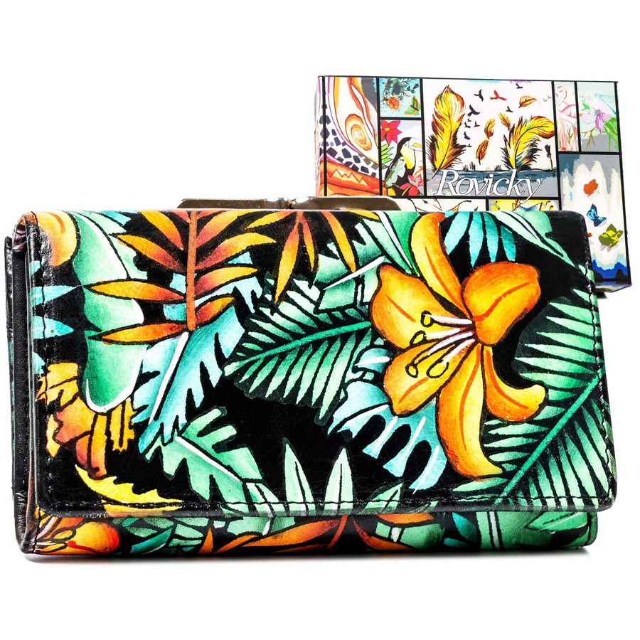 Wielokolorowy portfel damski Rovicky R-N55020-ART w lilie
