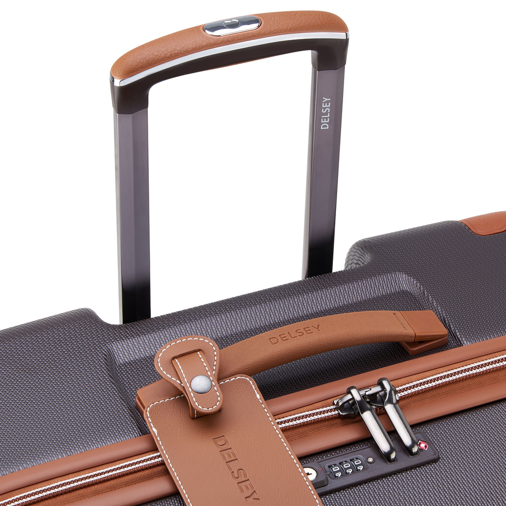 Walizka podróżna twarda unisex Delsey Chatelet Air 2.0 duża brązowa - zamek TSA i bezpieczne zamknięcie