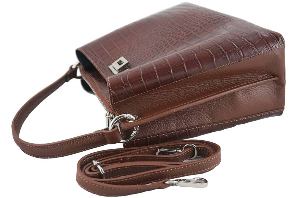 Torebka skórzana damska Barberini's 795/1-1 listonoszka croco mała czarna - stylowa forma do codziennych stylizacji