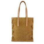 Torebka skórzana zamszowa damska Vera Pelle WK745C shopper bag A4 camel