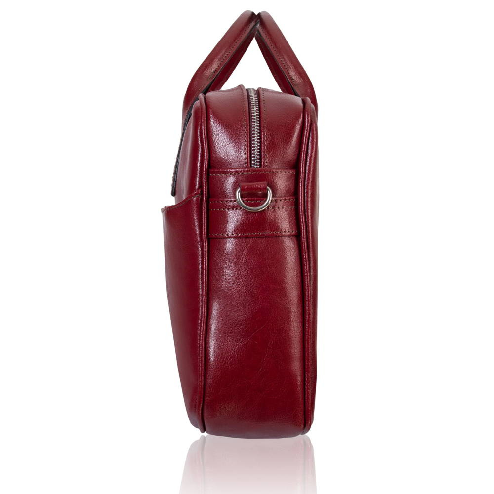 Torba skórzana unisex Tizano TM06 do pracy na laptopa A4 bordowa - wymiary i pojemność wnętrza