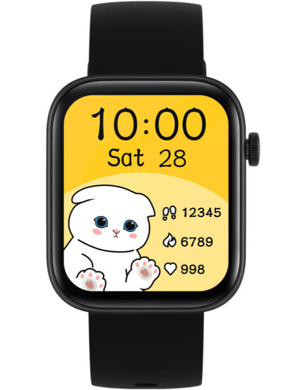 Czarny smartwatch damski Rubicon RNCE97 - z przodu na białym tle, czarny pasek