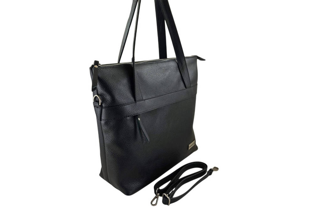 Torebka ze skóry naturalnej damska Barberini's 996-1 shopper bag A4 czarna - cecha produktu