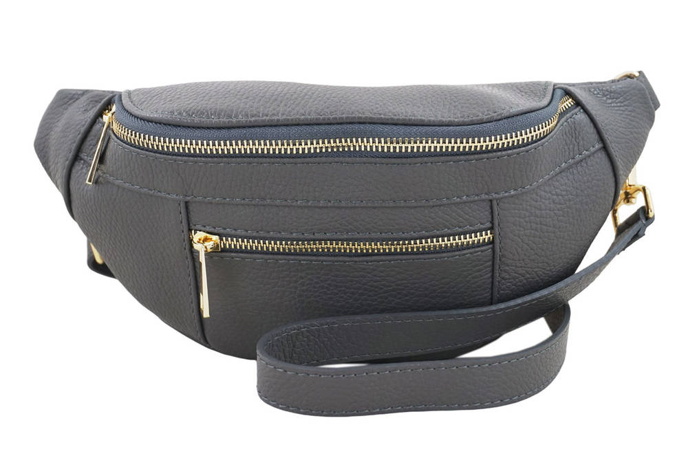 Torebka ze skóry licowej damska Barberini's 935/1-28 nerka crossbody ciemnoszara - cecha produktu