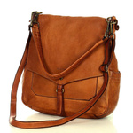 Skórzana torebka damska miejska brązowa camel - Marco Mazzini v187a