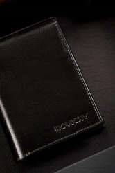 Skórzany duży portfel męski na karty czarny - Rovicky N62-RPVT-BL