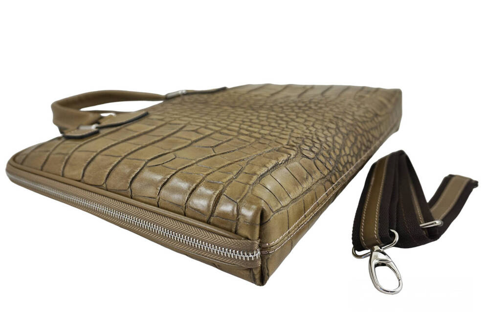 Torba ze skóry naturalnej damska Barberinis 118/1-9 na laptopa A4 croco ciemnobeżowa - cecha produktu