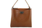 Skórzana listonoszka na ramię camel croco - Barberini's 795/1-12