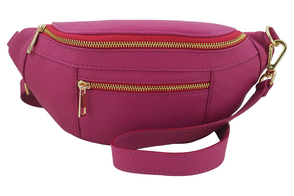 Torebka ze skóry naturalnej damska Barberini's 935/1-14 nerka saszetka crossbody fuksja - cecha produktu