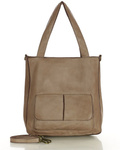 Torebka damska skórzana shopper bag beżowy A4 - MARCO MAZZINI v234g