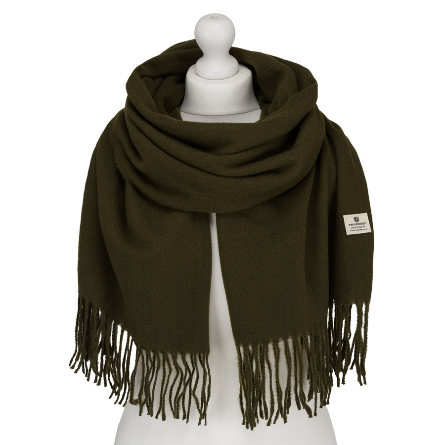 Khaki szal Peterson SP100C z frędzlami