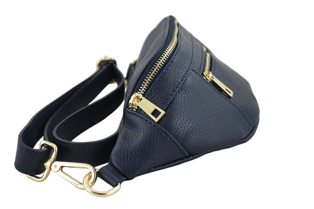 Torebka z licowej skóry damska Barberini's 935/1-4 nerka saszetka crossbody granatowa - cecha produktu