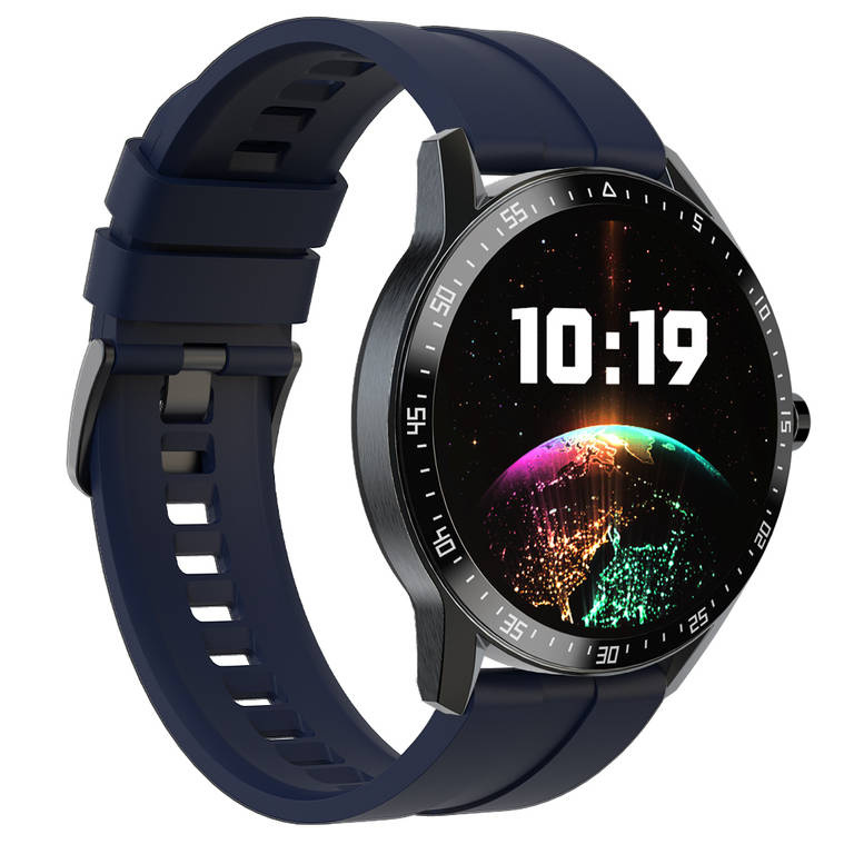Niebiesko-czarny smartwatch męski G. Rossi SW018-5 - smartwatch pod kątem z cyfrową tarczą