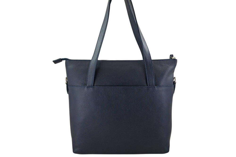 Torebka ze skóry licowej damska Barberini's 996-4 shopper bag A4 granatowa - cecha produktu