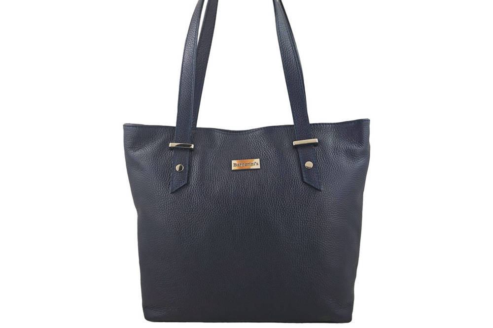 Torebka ze skóry licowej damska Barberini's 923-4 shopper bag A4 granatowa - cecha produktu