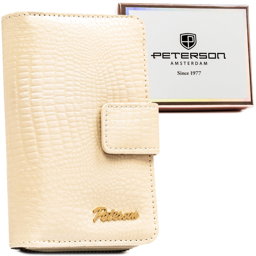 Beżowy portfel Peterson POR-02-RS pionowy tłoczony