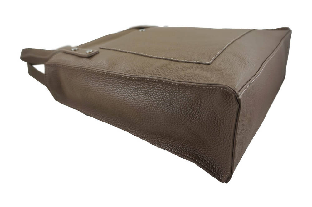 Torebka ze skóry naturalnej damska Barberini's 914-9 shopper bag A4 ciemnobeżowa - cecha produktu