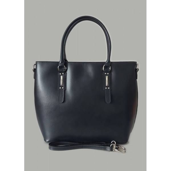 Torba skórzana damska Vera Pelle SB524G shopper A4 czarna - widok wnętrza